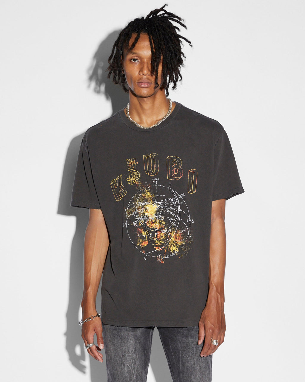 Mens Diagrams Biggie Ss Faded Black Oversized Tees - Black