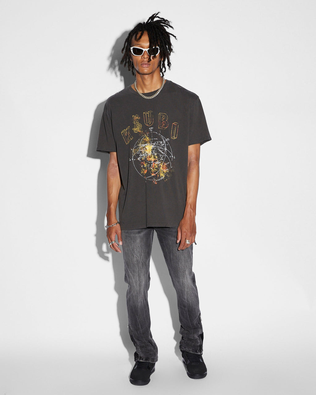 Mens Diagrams Biggie Ss Faded Black Oversized Tees - Black