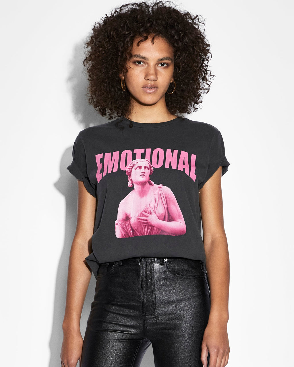 Womens Emotions Oh G Ss Tee Charcoal Oversized Tees - Grey