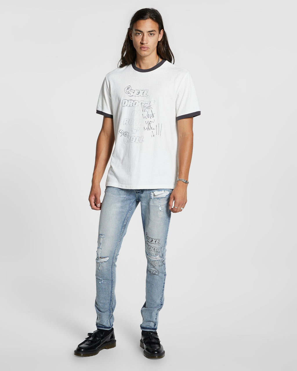 MENS SEXE  KASH SS RINGER TEE WHITE TEES