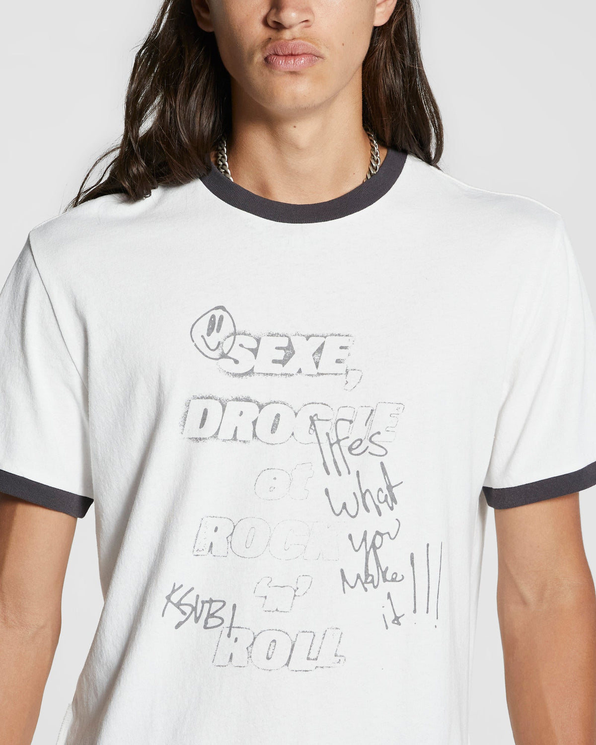 MENS SEXE  KASH SS RINGER TEE WHITE TEES