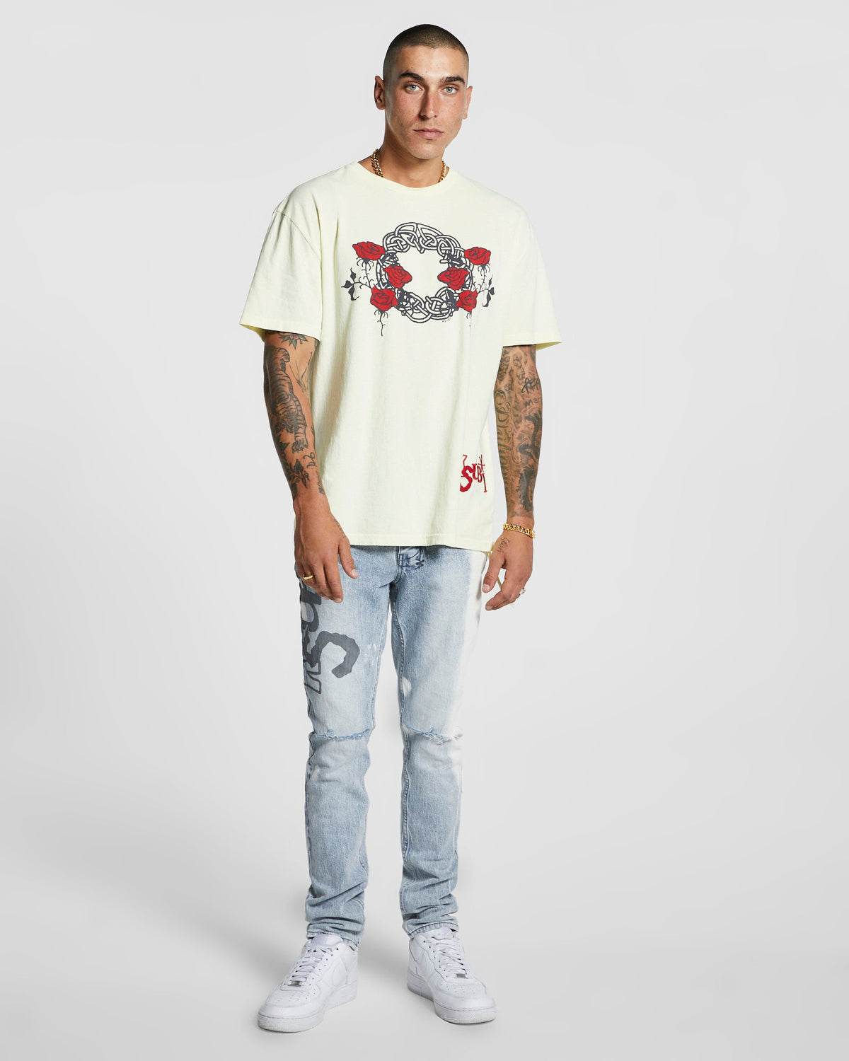 Mens Turbo Rose Biggie Ss Tee Lemon Oversized Tees - Yellow
