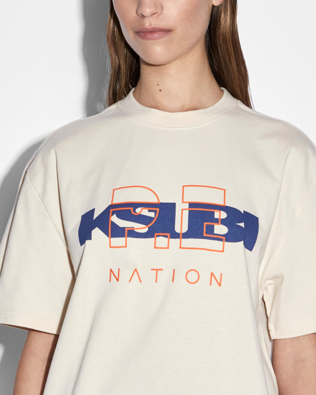 Womens Ksubi X P.e Nation Ss Tee Ecru Oversized Tees - White