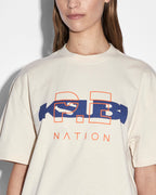 Womens Ksubi X P.e Nation Ss Tee Ecru Oversized Tees - White