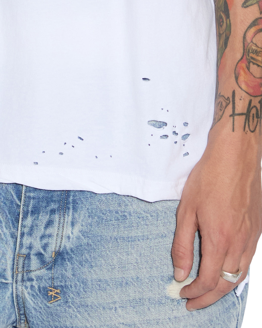 MENS SIOUX SS TEE VINTAGE WHITE SLIM TEES