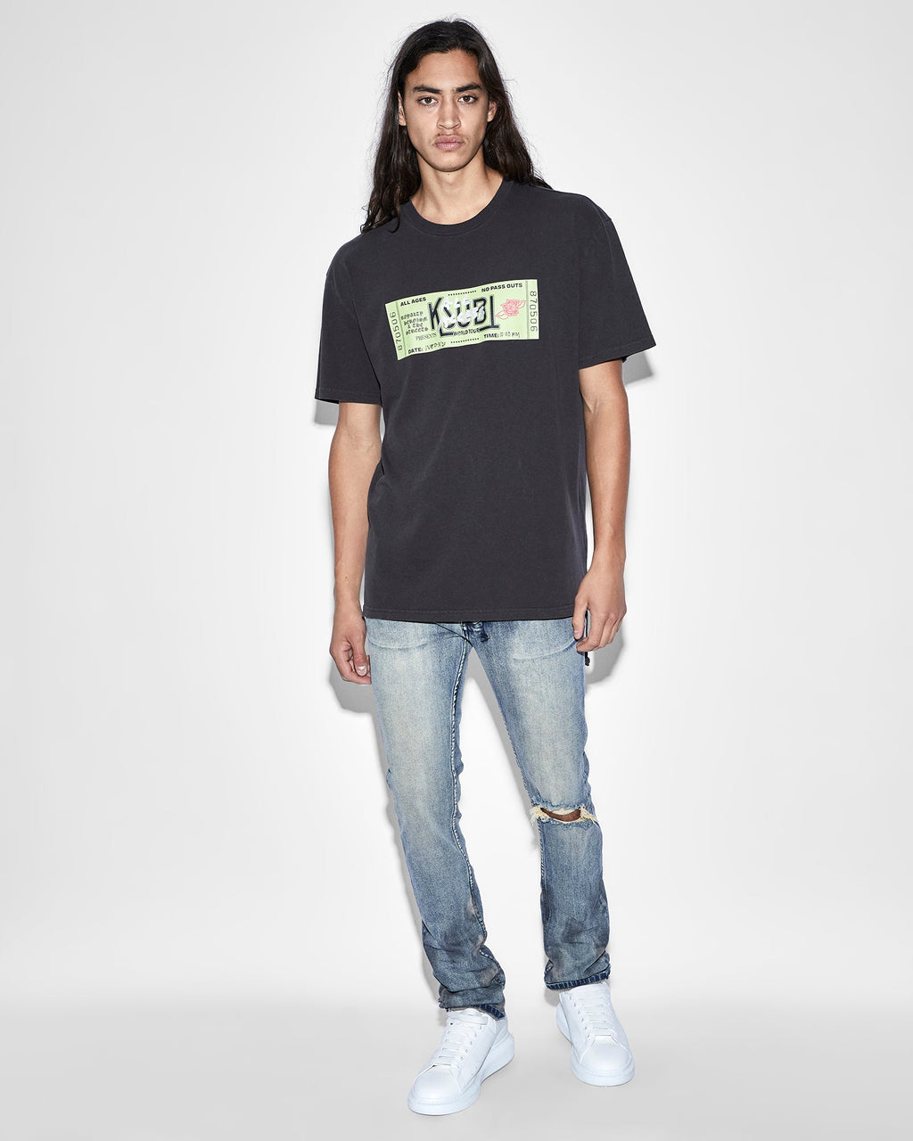 Mens Ticket Biggie Ss Tee Faded Black Oversized Tees - Black