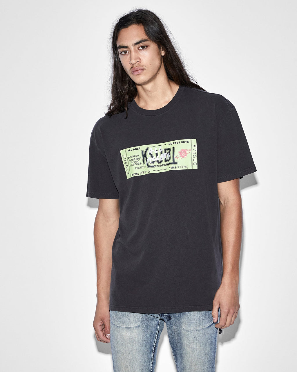 Mens Ticket Biggie Ss Tee Faded Black Oversized Tees - Black
