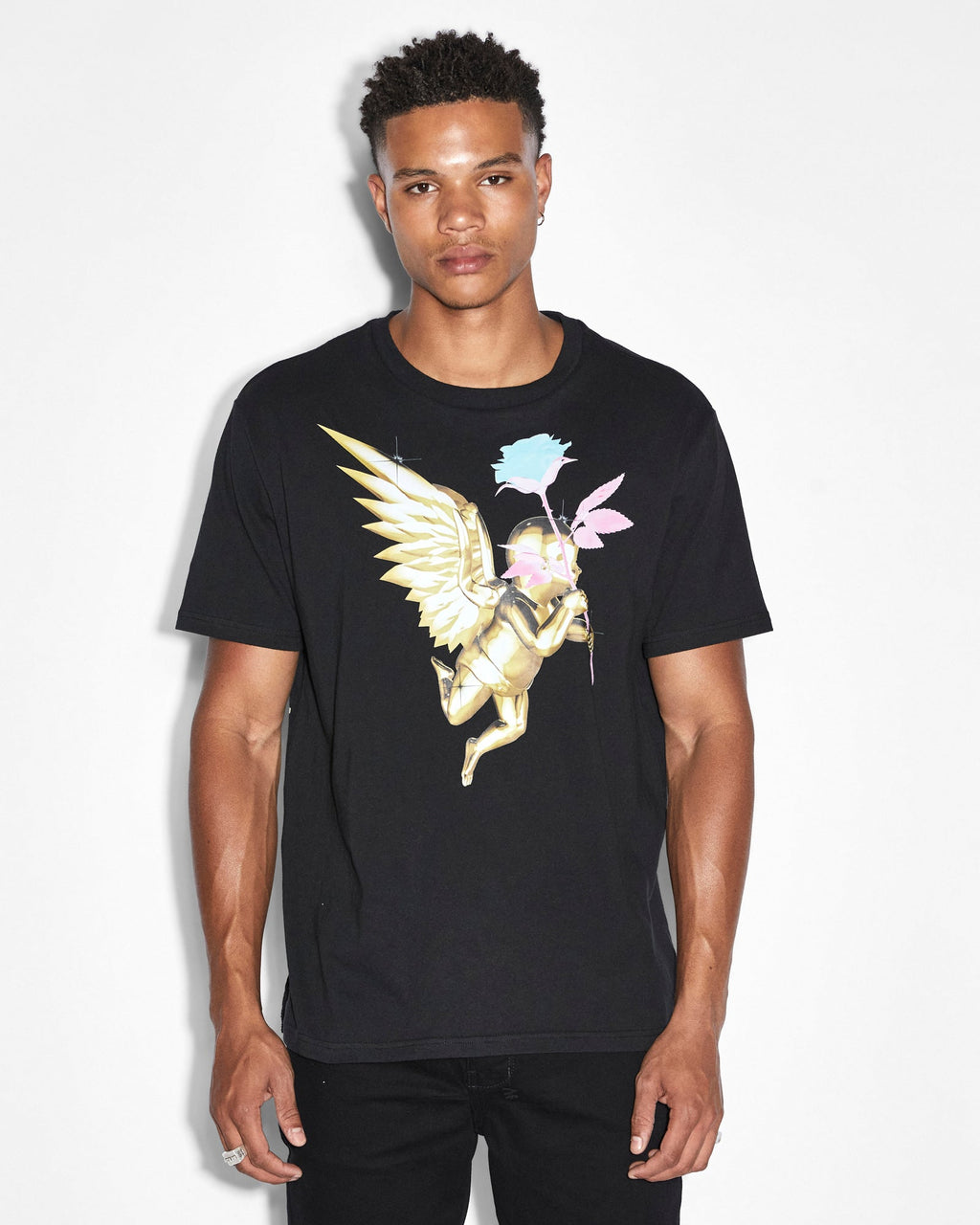 Mens Token Kash Ss Tee Jet Black Regular Tees - Black
