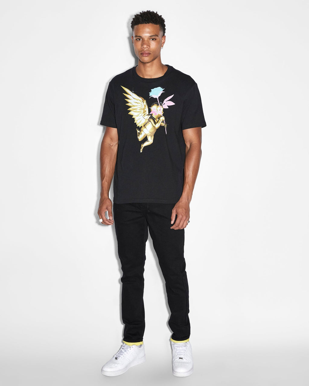 Mens Token Kash Ss Tee Jet Black Regular Tees - Black