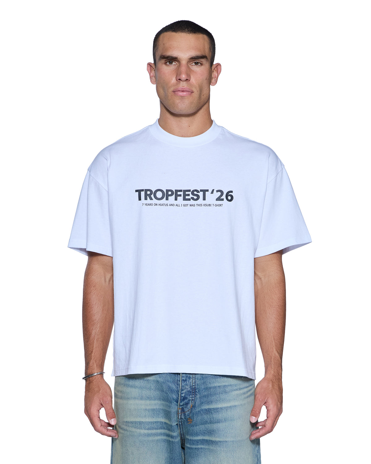 Mens Tropfest Ekcess Ss Tee True White Tees - White