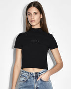 Womens Unity Mock Baby Ss Tee Black Fitted Tees - Black