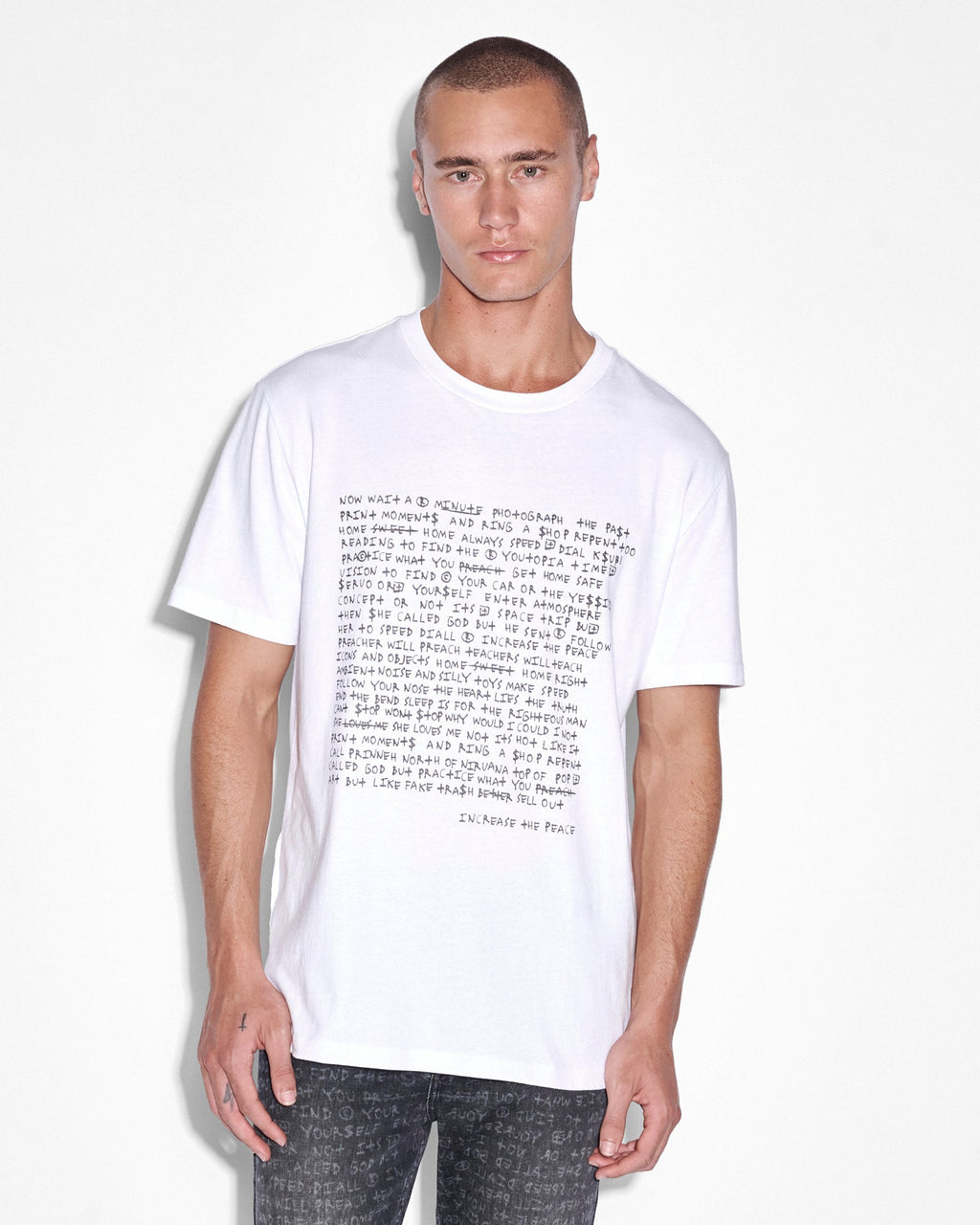 MENS WHITENOISE KASH SS TEE SPACE WHITE TEES
