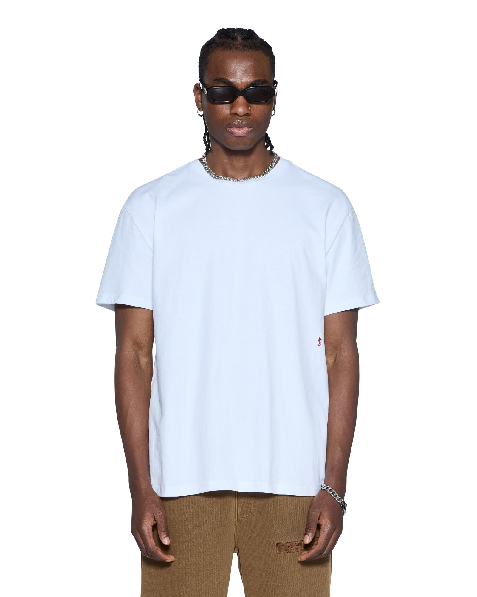 MENS 4X4 PAISE BIGGIE SS TEE WHITE RED TEES