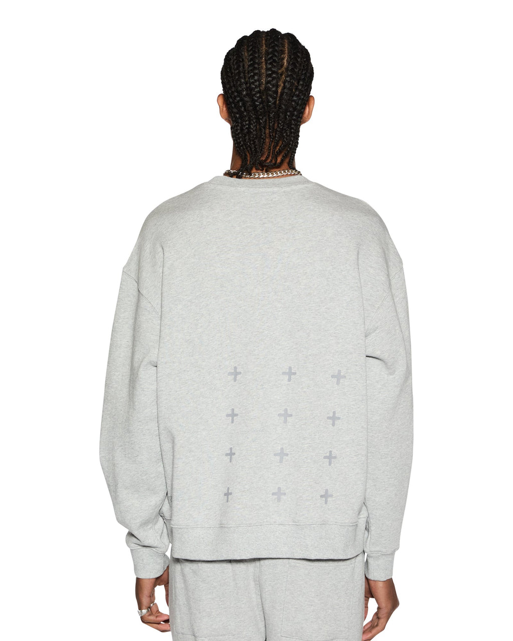 MENS 4 X 4 BIGGIE CREW GREY MARLE FLEECE