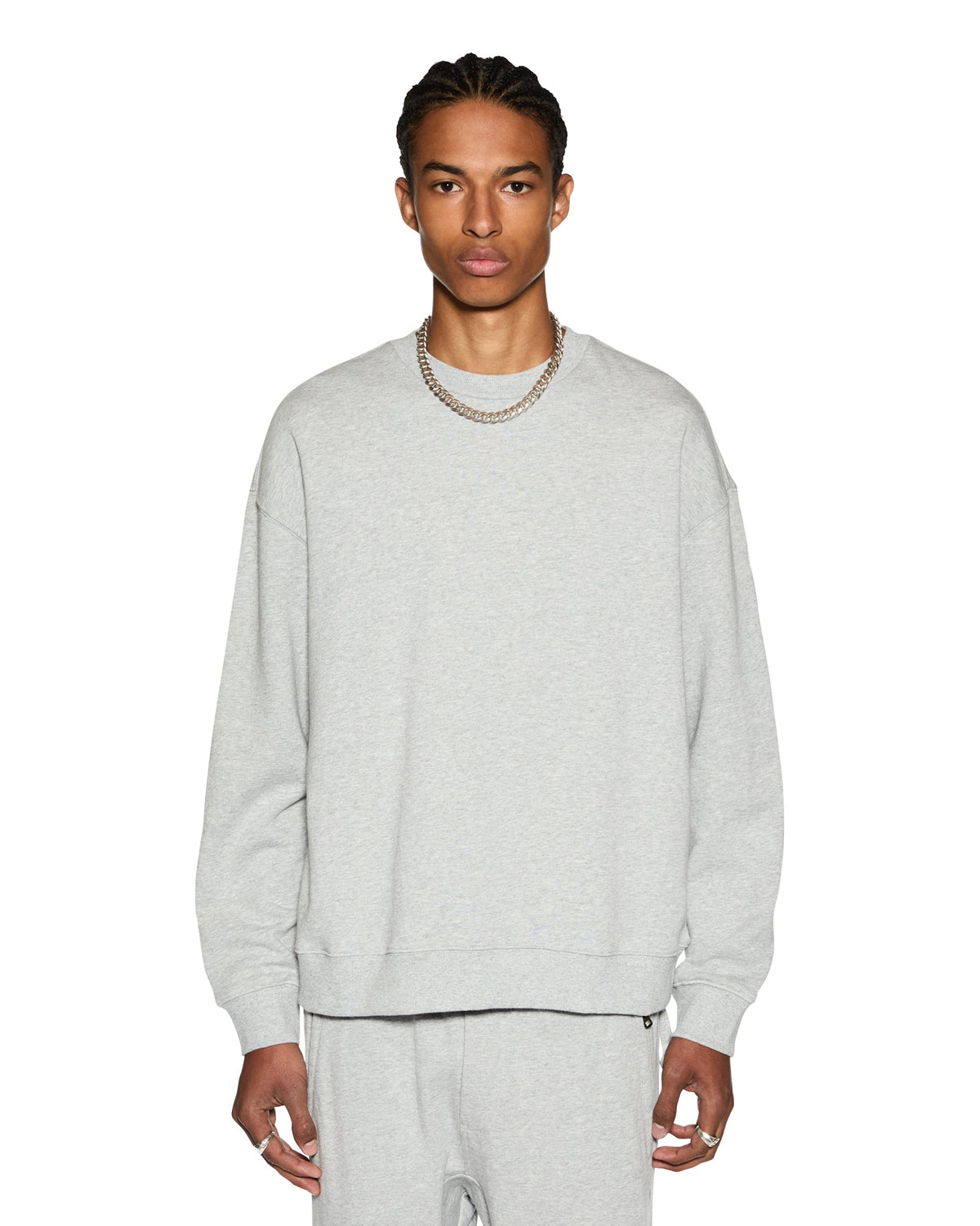 MENS 4 X 4 BIGGIE CREW GREY MARLE FLEECE