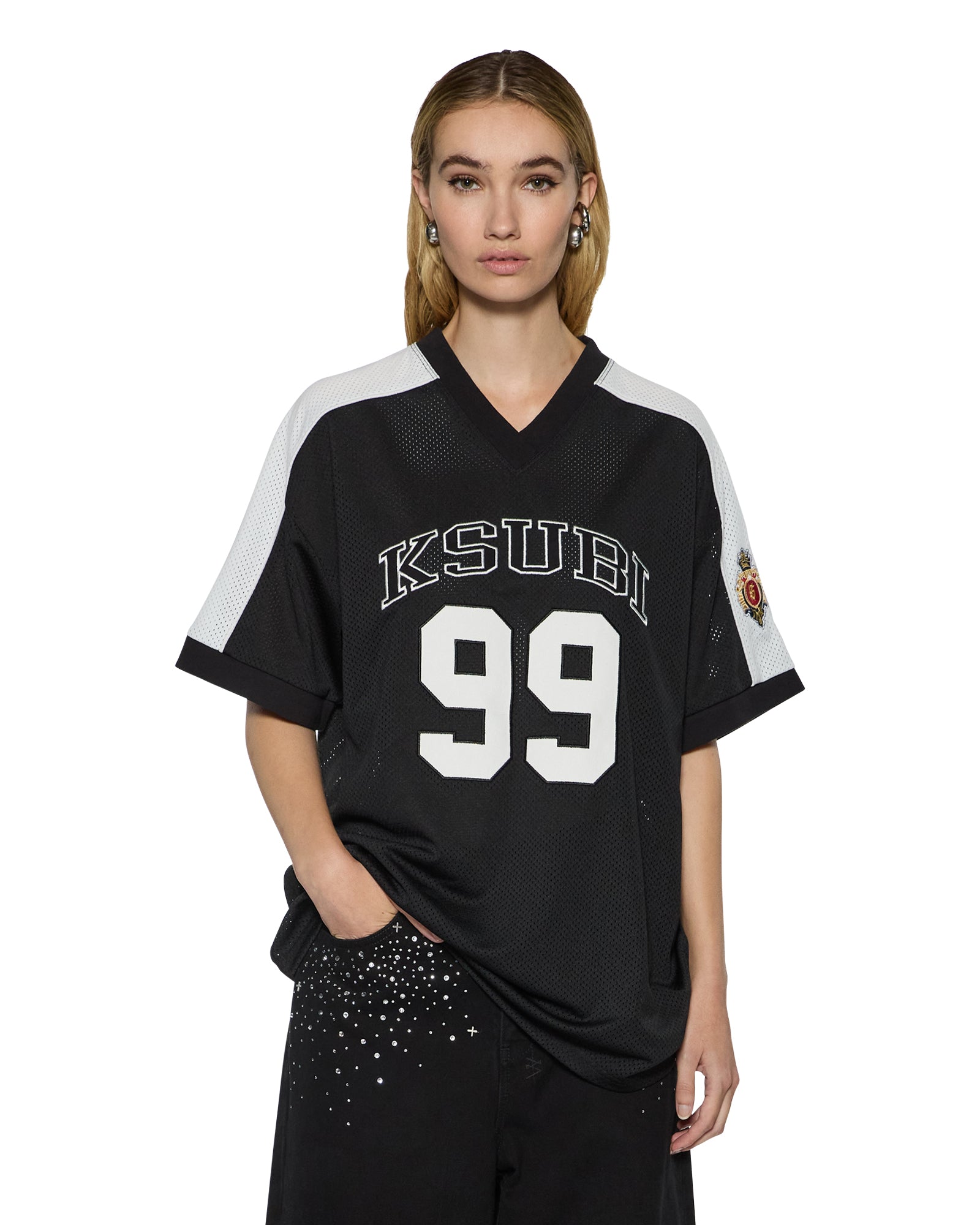 WOMENS 99 SS JERSEY BLACK BAGGY TEES