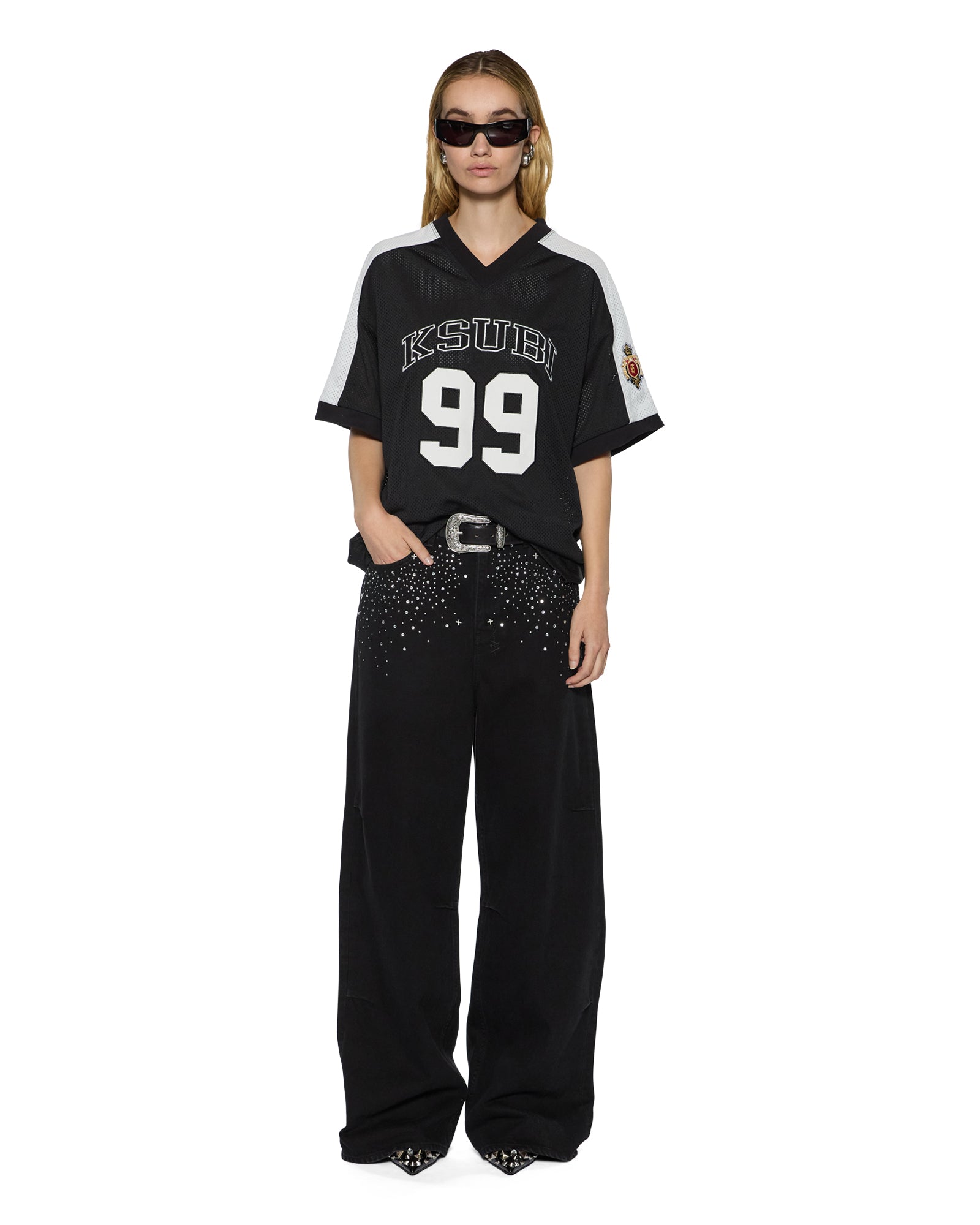 WOMENS  99 SS JERSEY BLACK BAGGY TEES