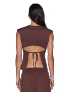 WOMENS 99 SS SLIM OPEN BACK TEE MOCHA TEES