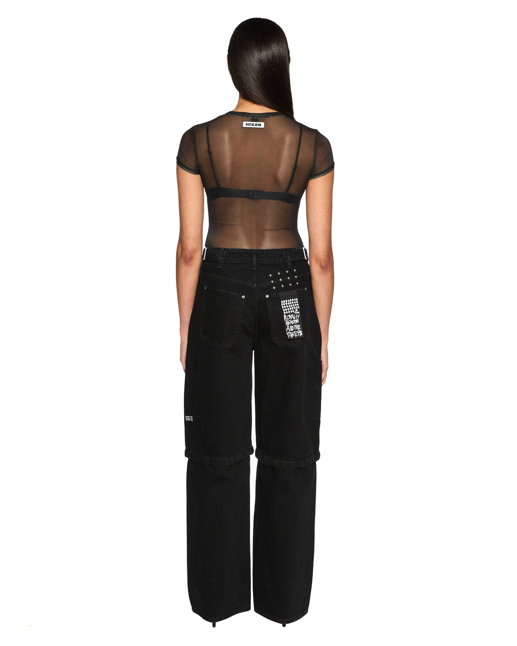 WOMENS ABLAZE MESH SS TEE BLACK FASHION TOPS