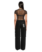 WOMENS ABLAZE MESH SS TEE BLACK FASHION TOPS