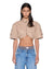 WOMENS  BARKER CROP SS SHIRT TAN CROPPED SHIRTS