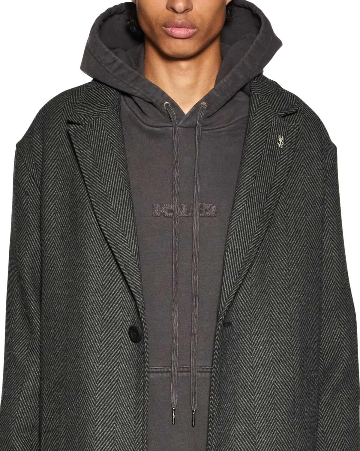 Mens Battery Coat Herringbone Regular Jackets - Grey