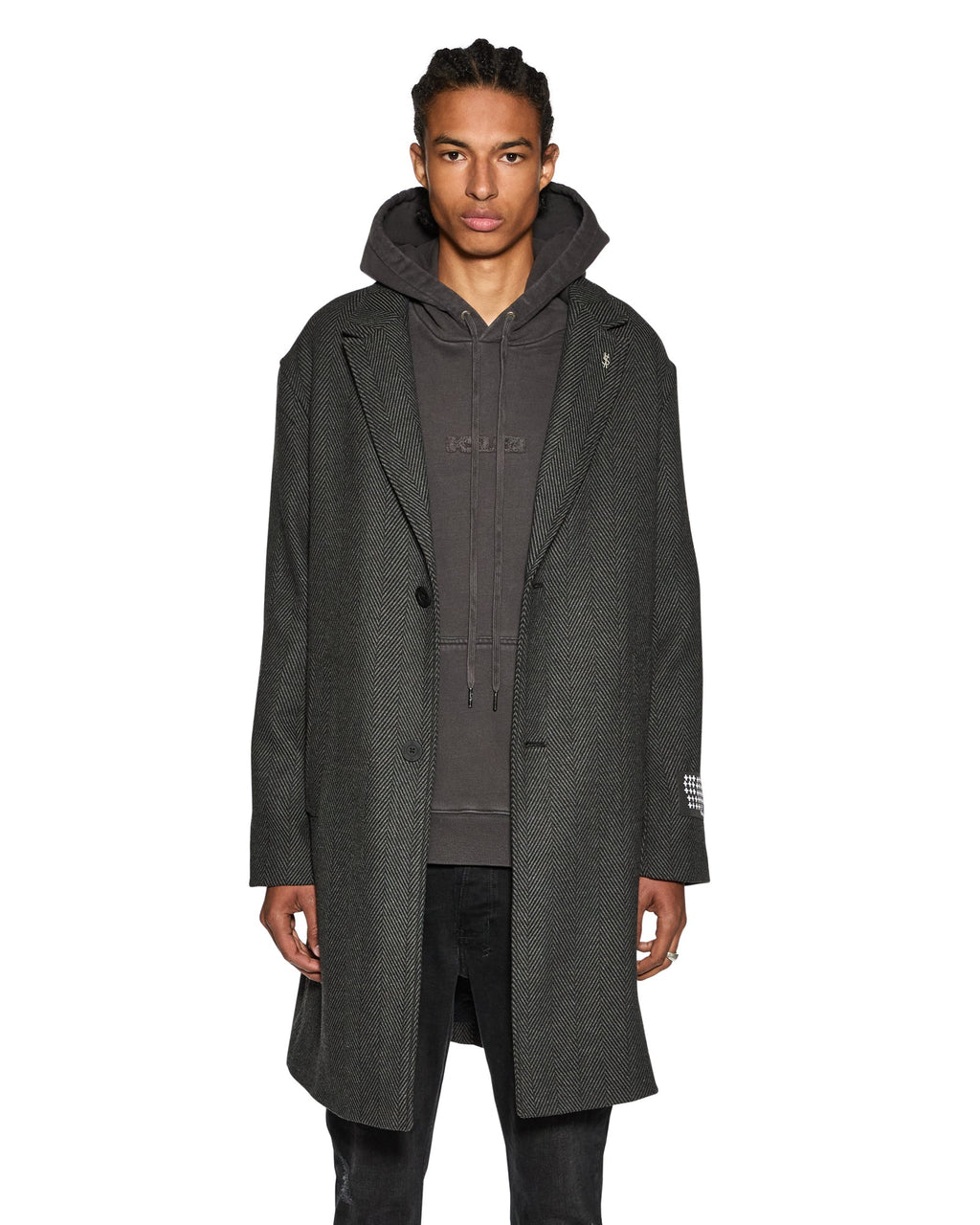 Mens Battery Coat Herringbone Regular Jackets - Grey