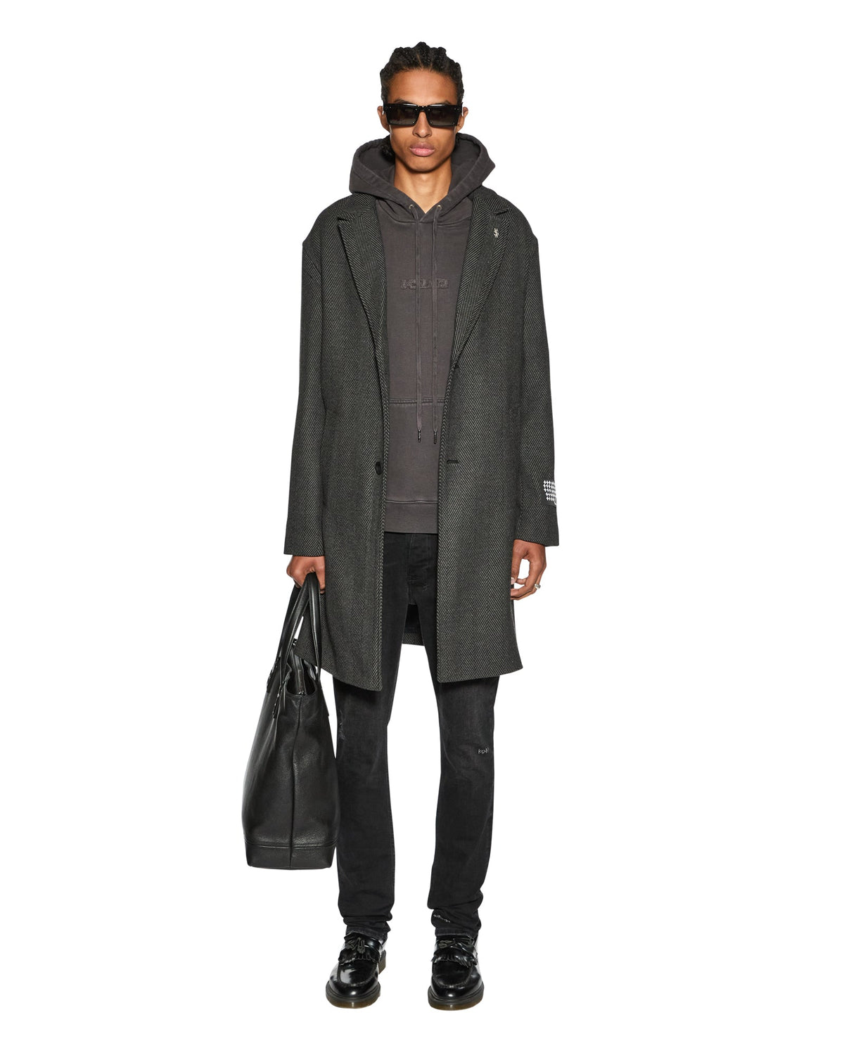 Mens Battery Coat Herringbone Regular Jackets - Grey
