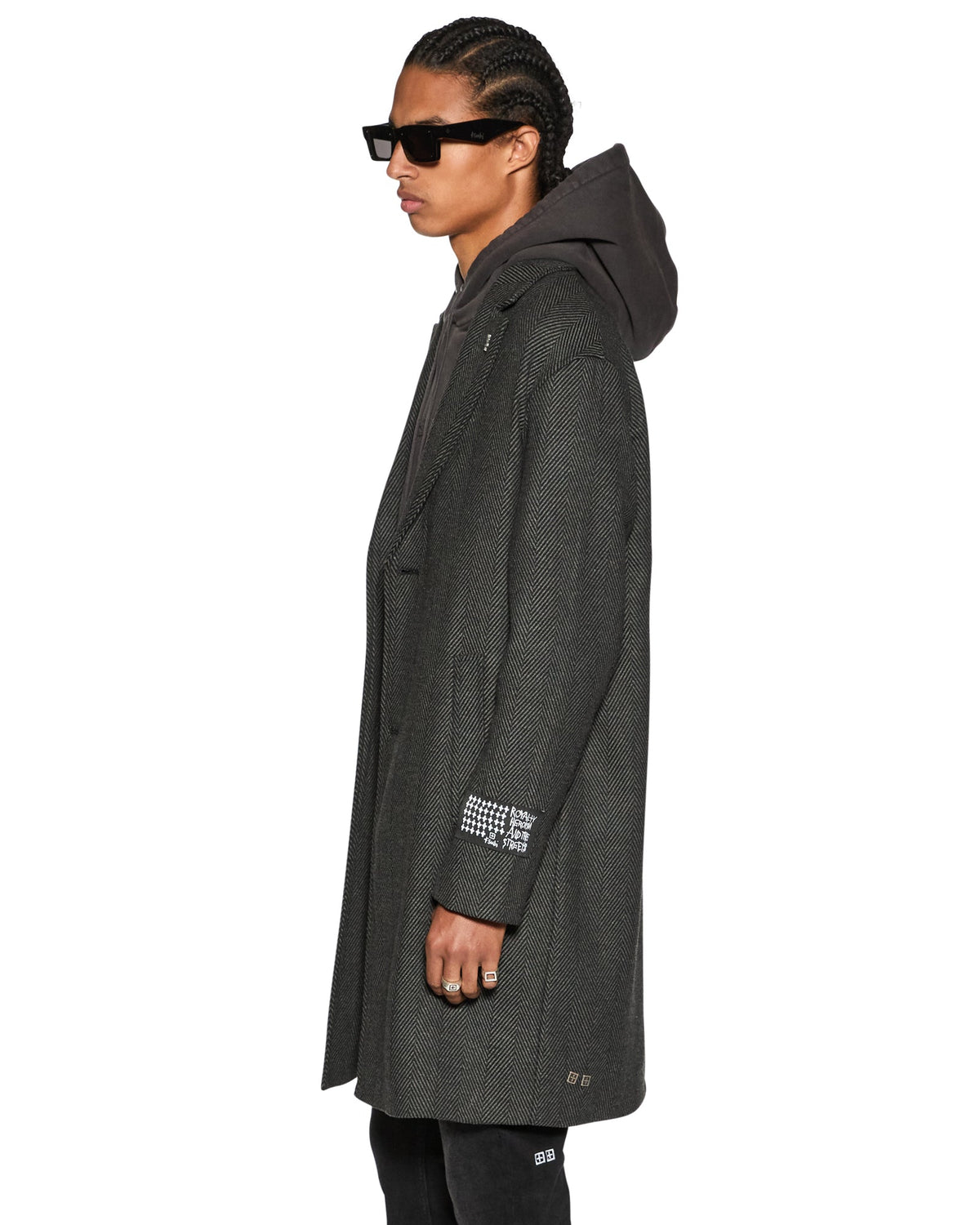 Mens Battery Coat Herringbone Regular Jackets - Grey