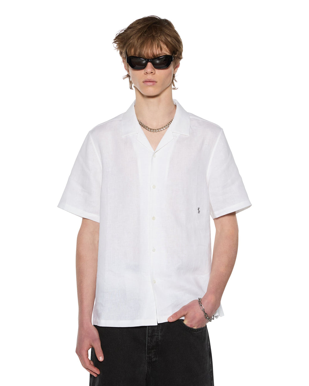 Mens Costa Resort Ss Shirt White Regular Shirts - White