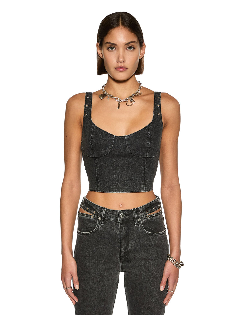 WOMENS DAUPHINE BUSTIER SHADOW FASHION TOPS
