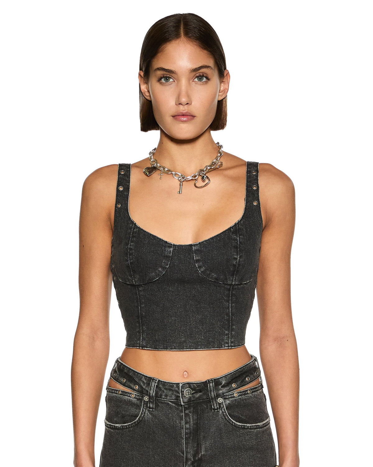 WOMENS DAUPHINE BUSTIER SHADOW FASHION TOPS