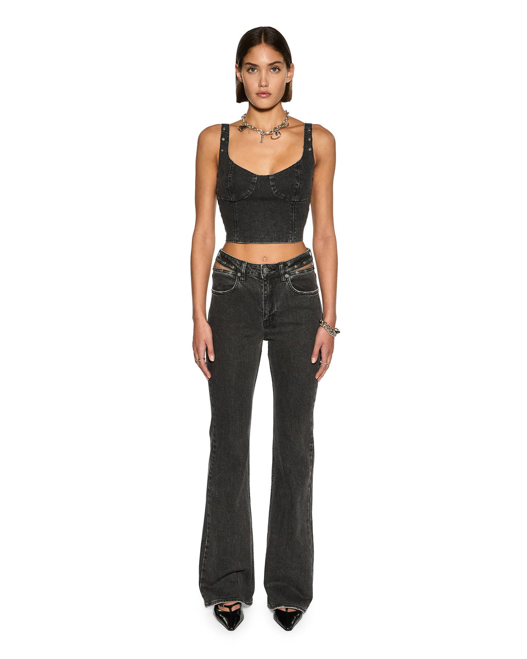 WOMENS DAUPHINE BUSTIER SHADOW FASHION TOPS