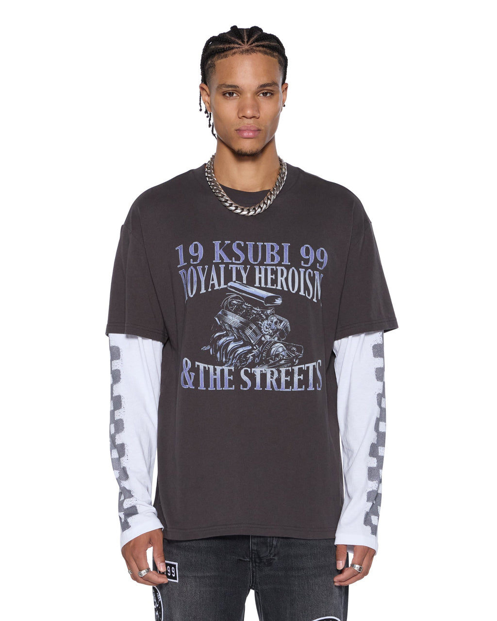 MENS ENGINE LS LAYER TEE FADED BLACK TEES