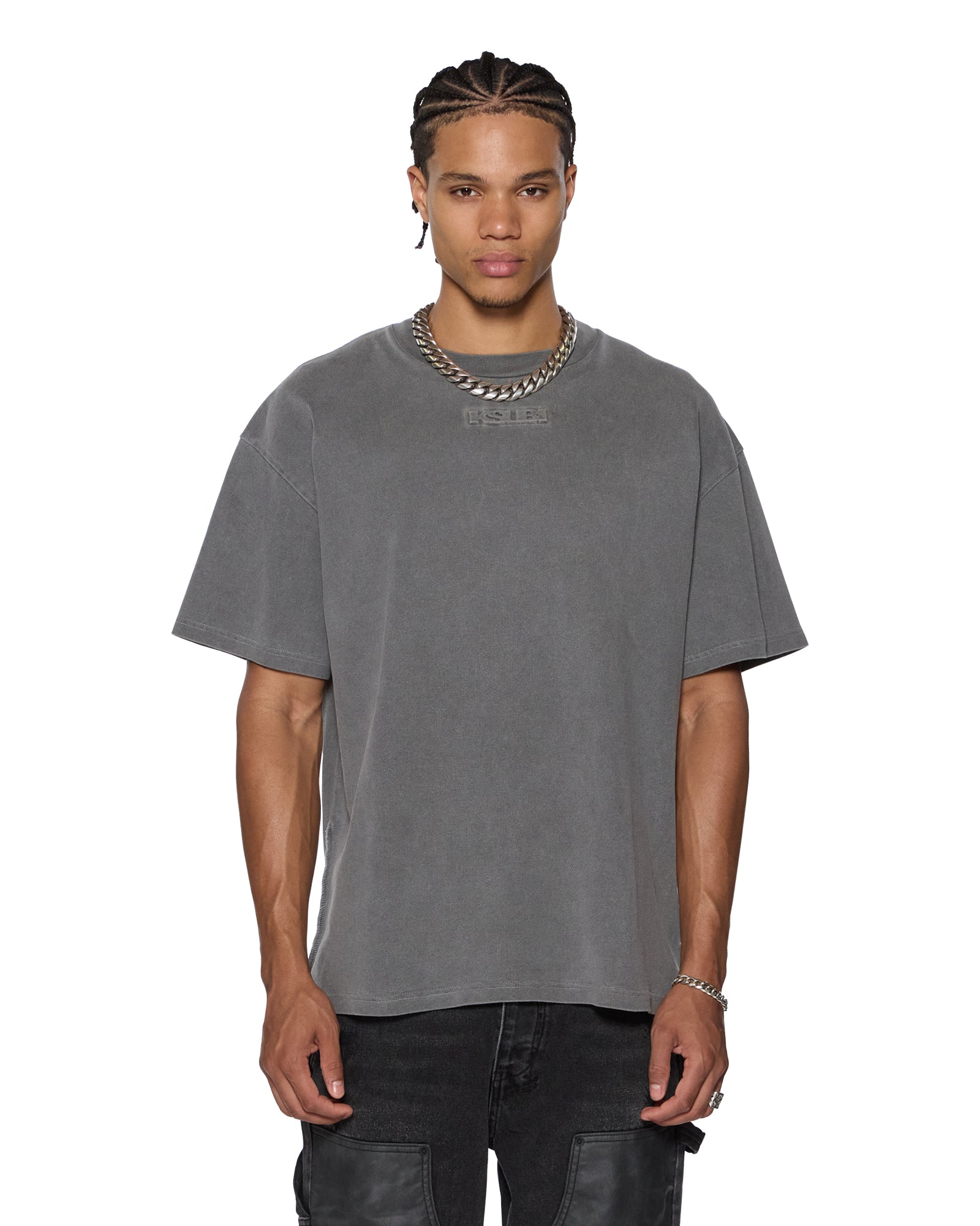 MENS INTRUDER EKCESS SS TEE CHARCOAL OVERSIZED TEES