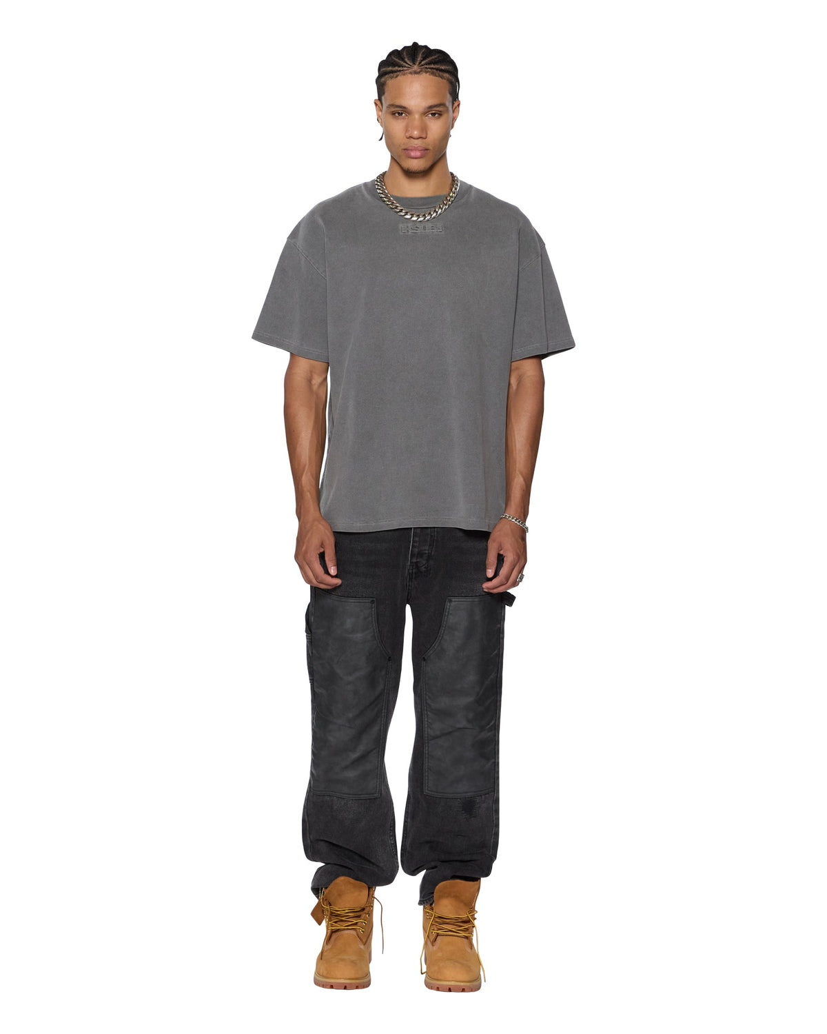 Mens Intruder Ekcess Ss Tee Charcoal Oversized Tees - Grey