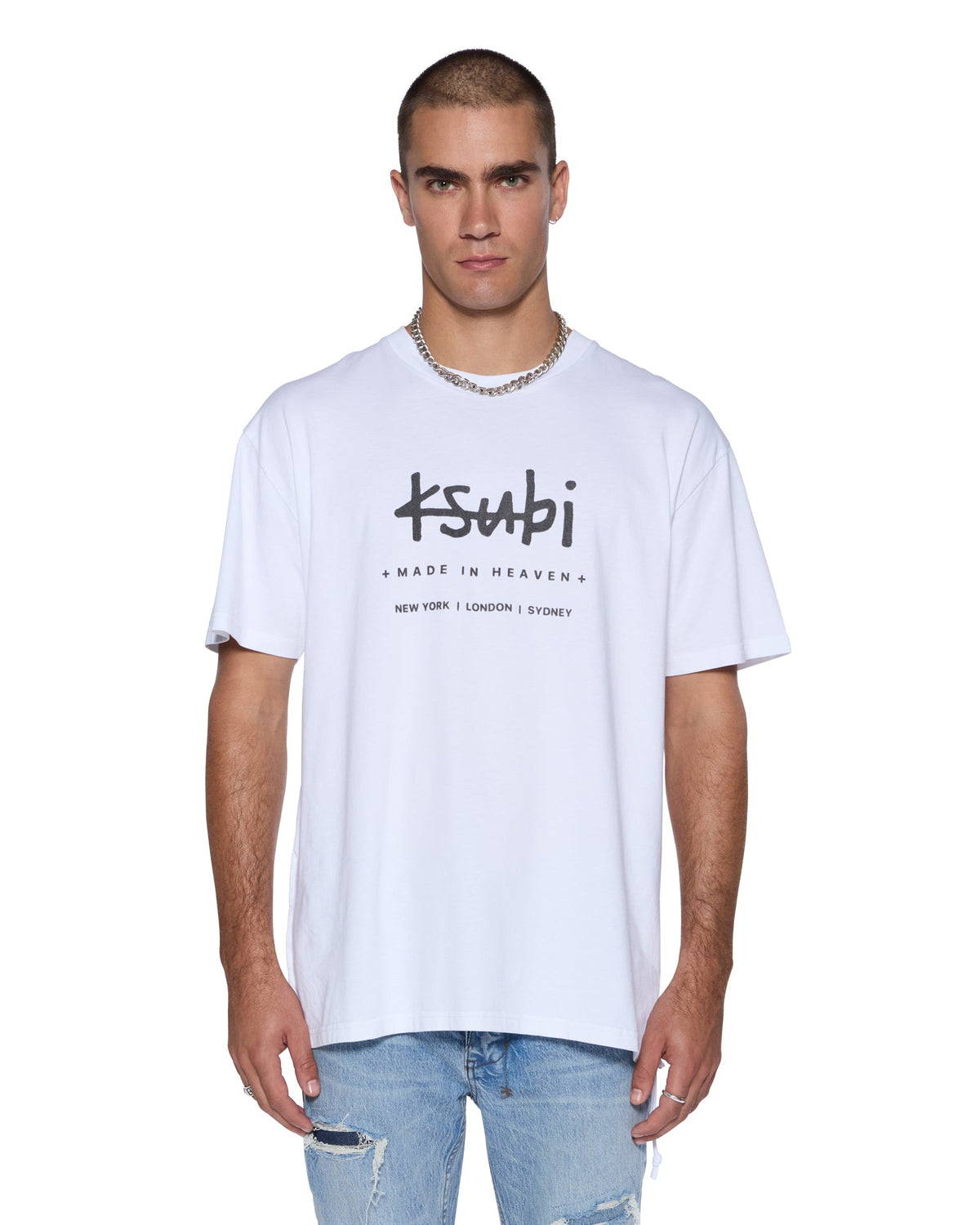 MENS PLATED BIGGIE SS TEE TRU WHITE TEES