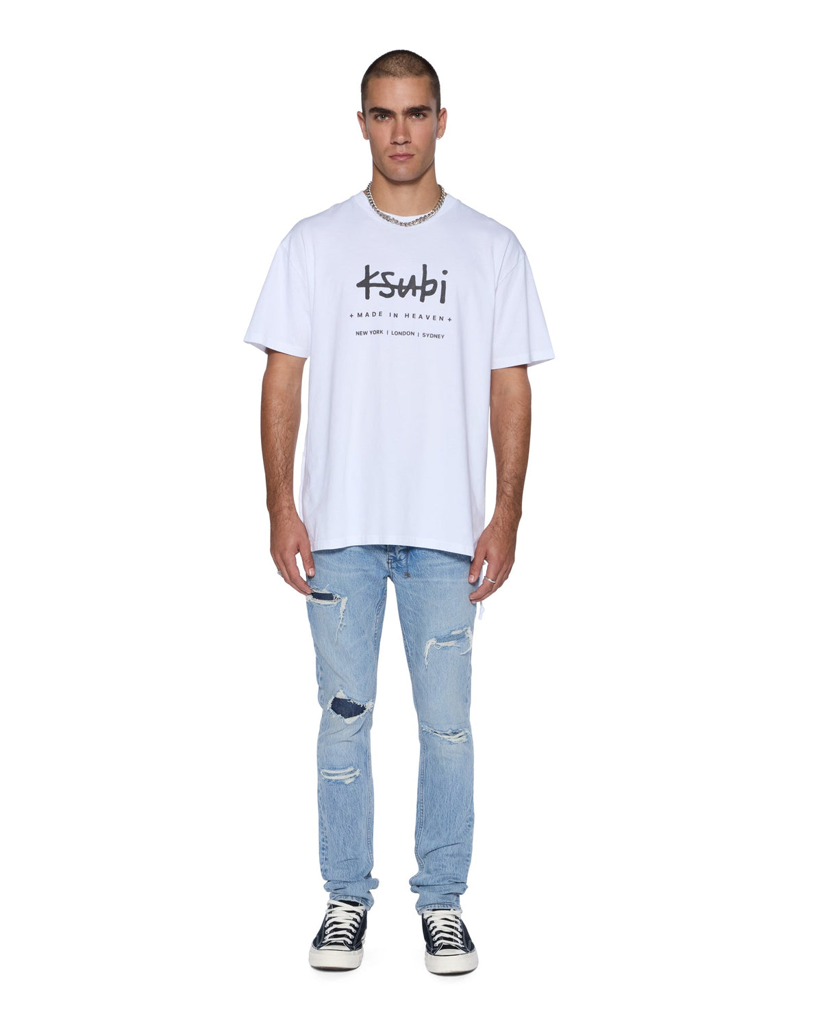 MENS PLATED BIGGIE SS TEE TRU WHITE TEES