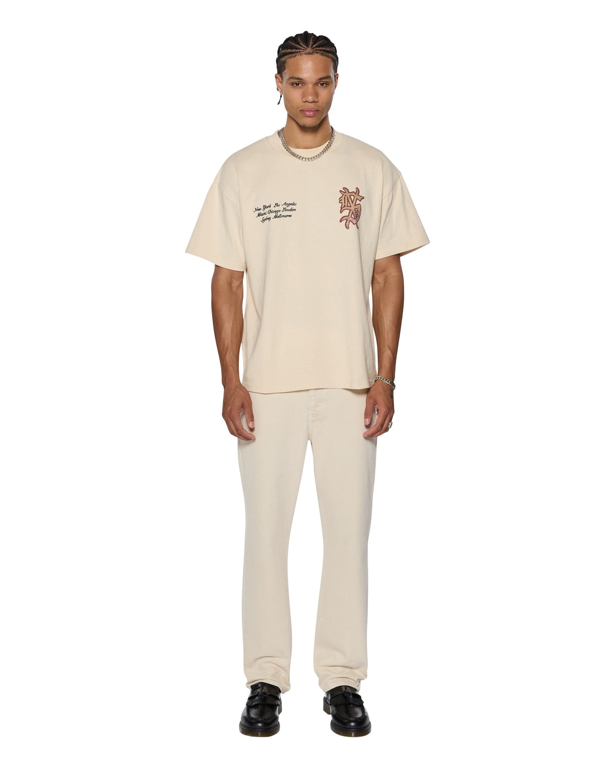 MENS HAZLOW ECRU DENIM JEANS
