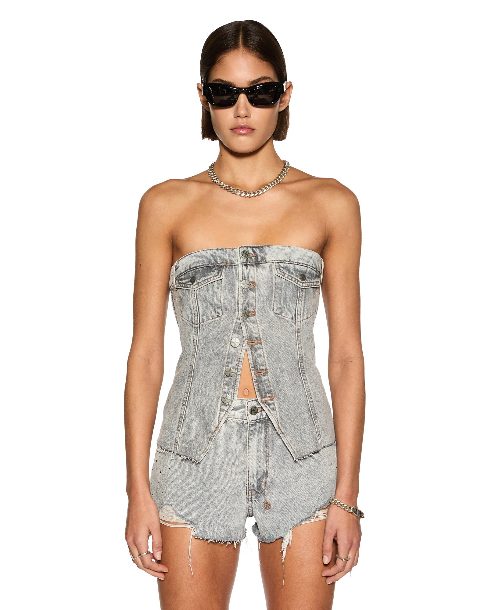 WOMENS RETRO BUSTIER DIME KRYSTAL FASHION TOPS