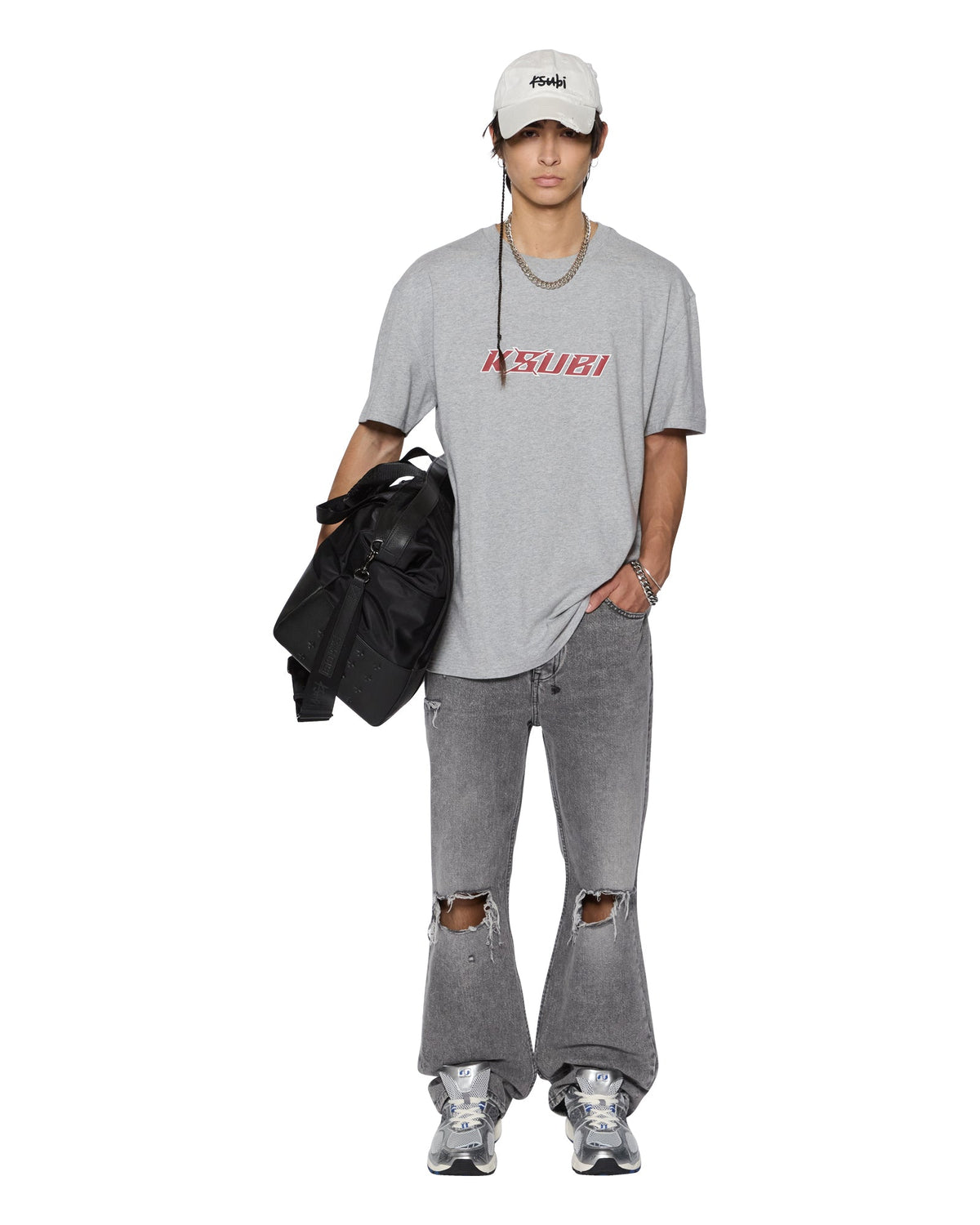 MENS STINGER BIGGIE SS TEE GREY MARLE TEES