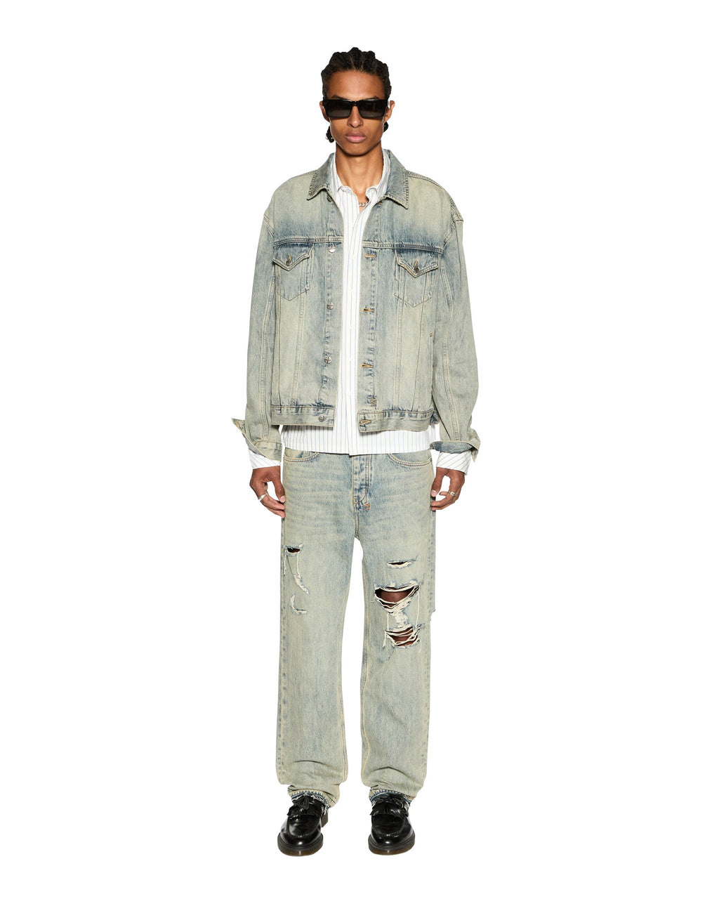Mens Anti K Stagelight Trashed Relaxed Denim Jeans - Denim