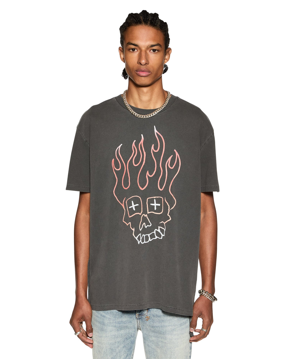 MENS SKULL BIGGIE SS TEE FADED BLACK TEES