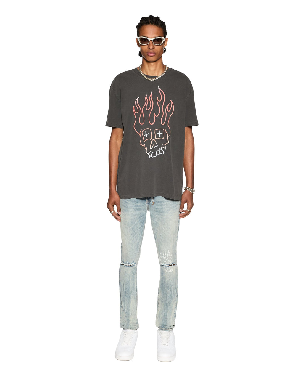 MENS SKULL BIGGIE SS TEE FADED BLACK TEES