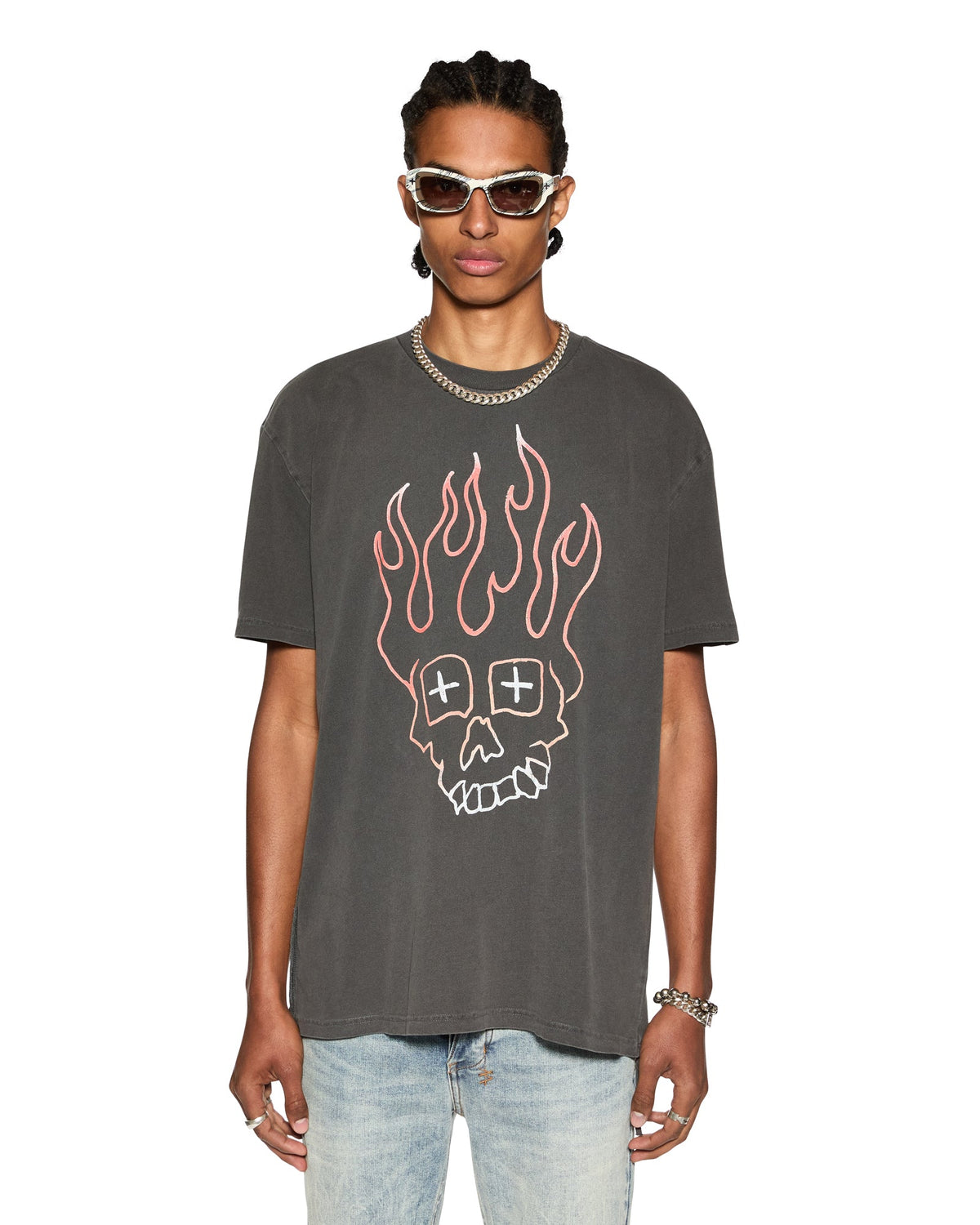 MENS SKULL BIGGIE SS TEE FADED BLACK TEES