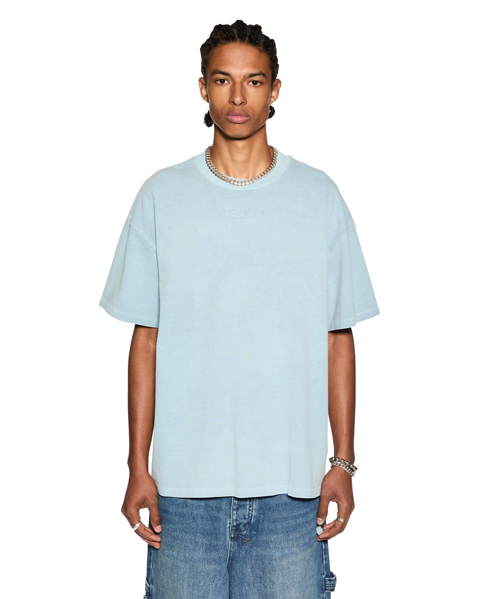 MENS  SOTT EKCESS SS TEE ICE BLUE OVERSIZED TEES