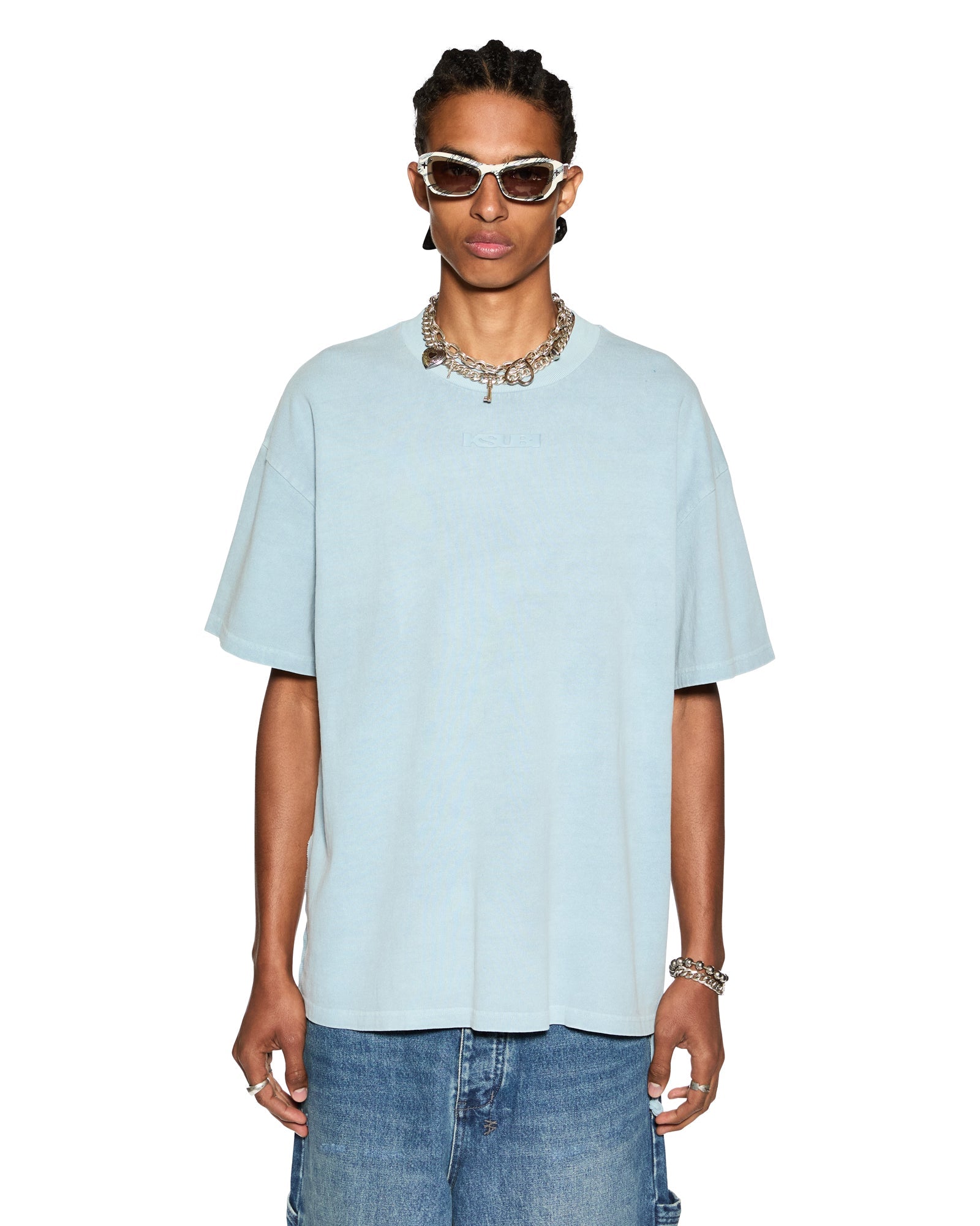 MENS  SOTT EKCESS SS TEE ICE BLUE OVERSIZED TEES