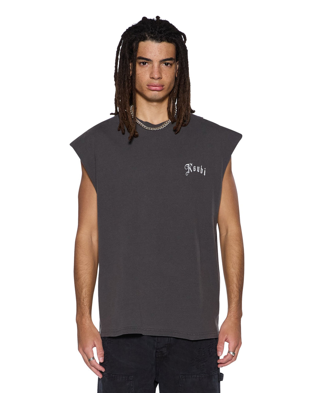 MENS TRUCKSTOP EKCESS CUTOFF FADED BLACK TEES