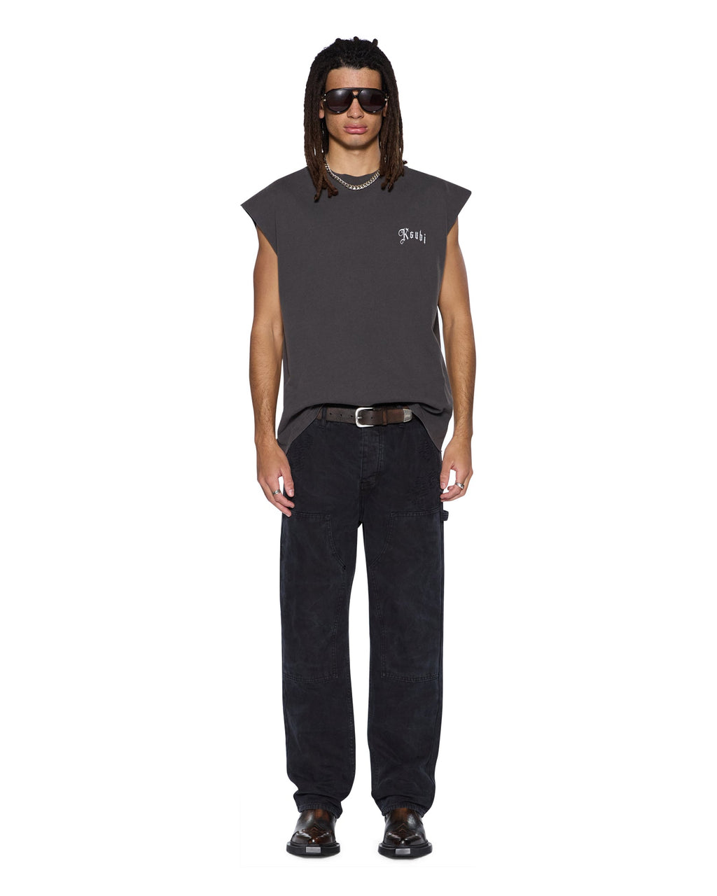 MENS TRUCKSTOP EKCESS CUTOFF FADED BLACK TEES