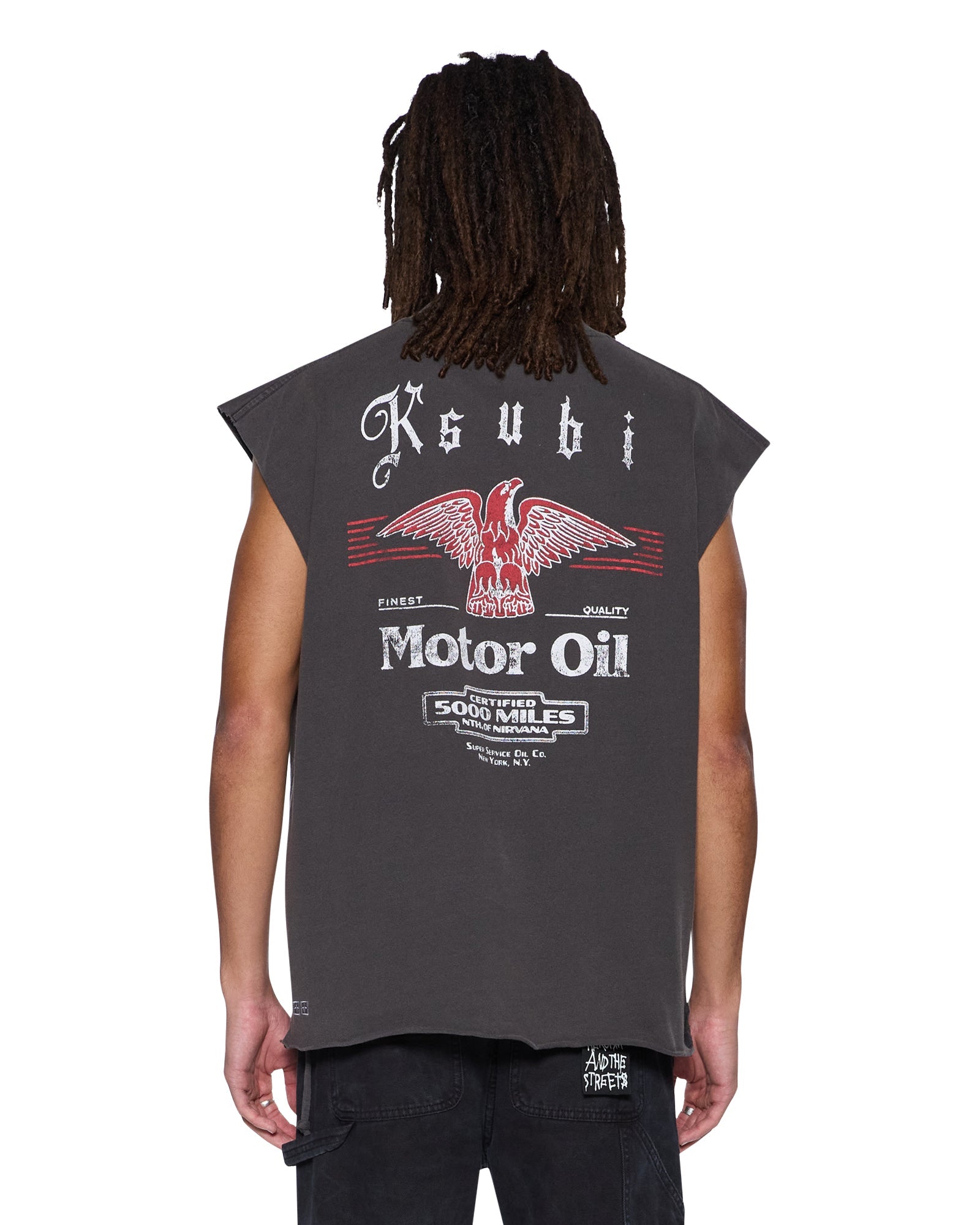 MENS  TRUCKSTOP EKCESS CUTOFF FADED BLACK OVERSIZED TEES